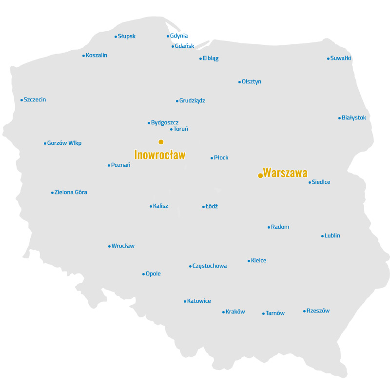 mapa polski z lokalizacją oddziałów 